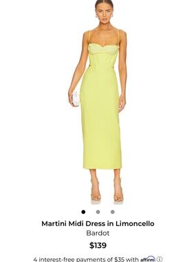 Bardot Limoncello Yellow Spaghetti-Strap Midi Dress